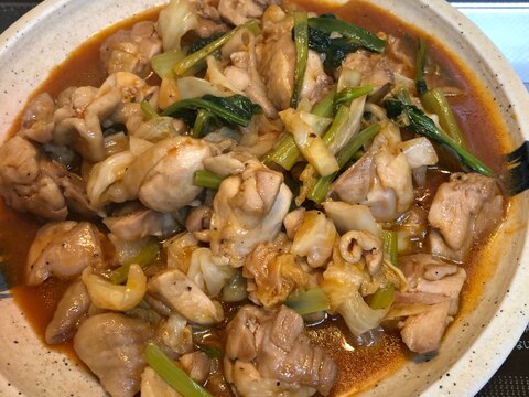 たっぷりキャベツと鶏肉と小松菜の中華風ケチャップ煮